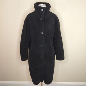 GAP Teddy Longline Coat Black Cozy Quiet Luxury Chic